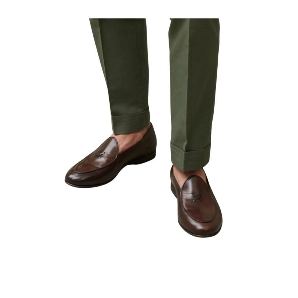 Del Toro Mens Brown Leather Milano Loafer Size 10.5